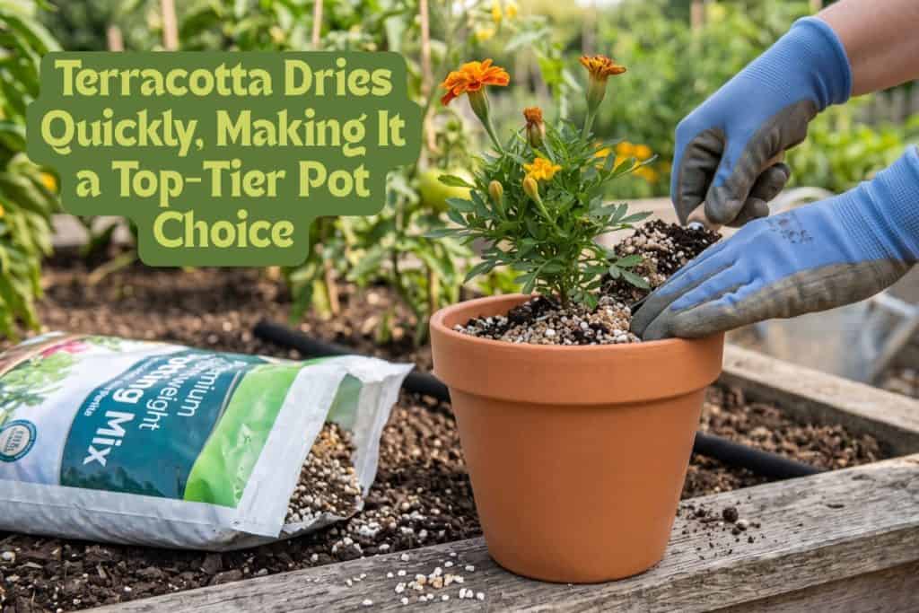 container-grown marigolds